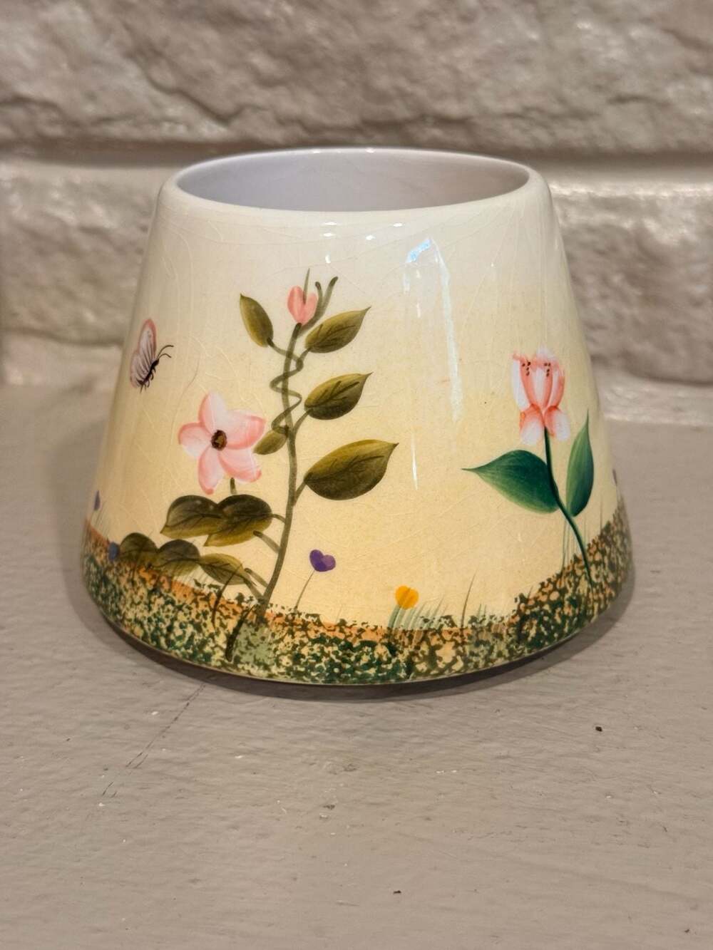 Home Interiors Floral and Butterfly Ceramic Jar Candle Shade Topper